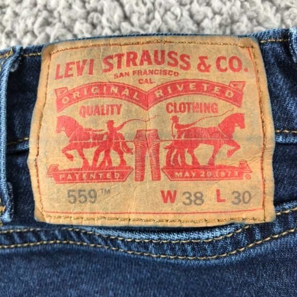 LEVIS 559 Mens Size 38x29 (tag 38x30) Relaxed Fit Straight Leg Blue Denim Jeans - Picture 4 of 16